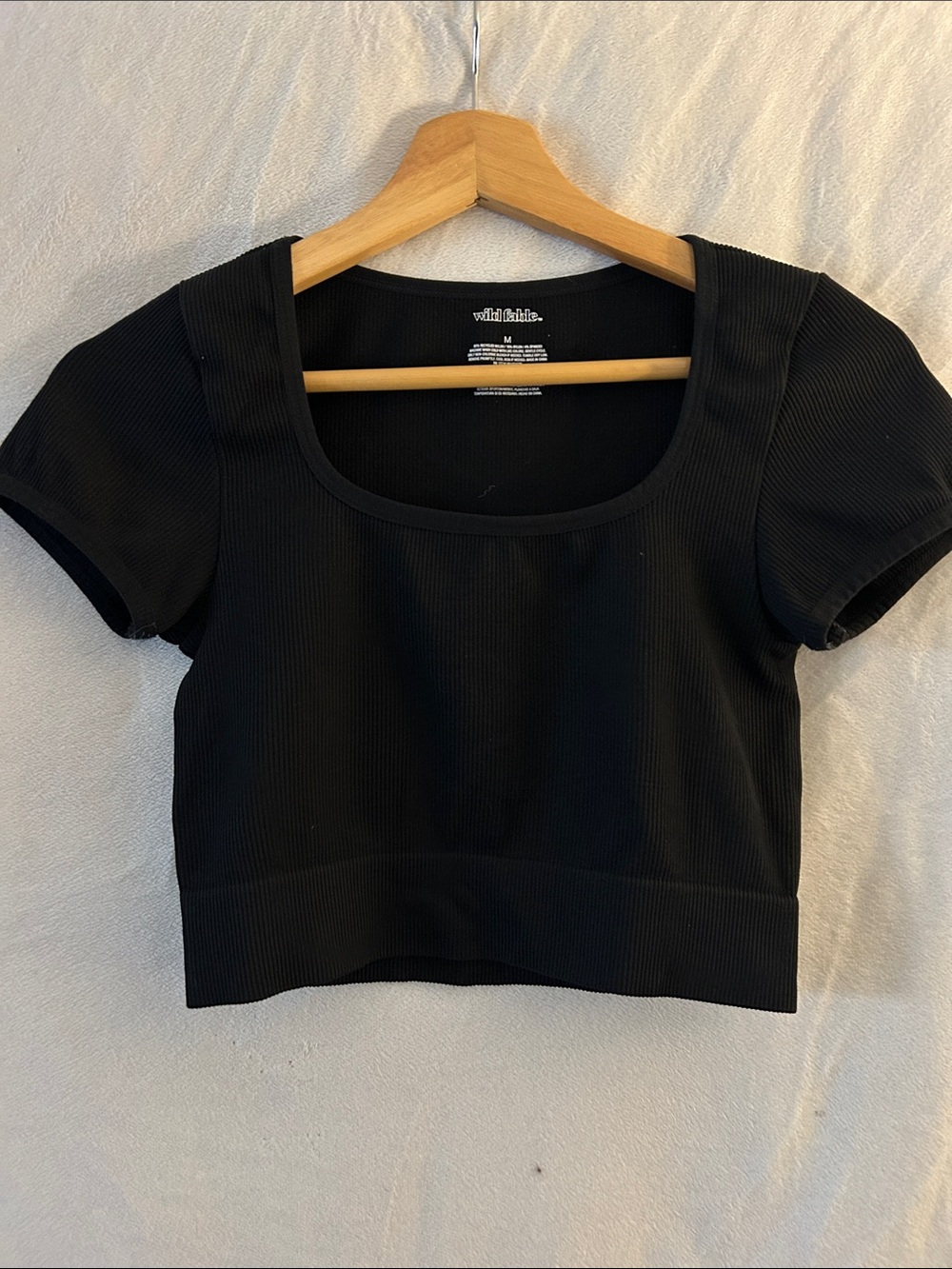 wild fable Black Ribbed Scoop-Neck Crop Top
